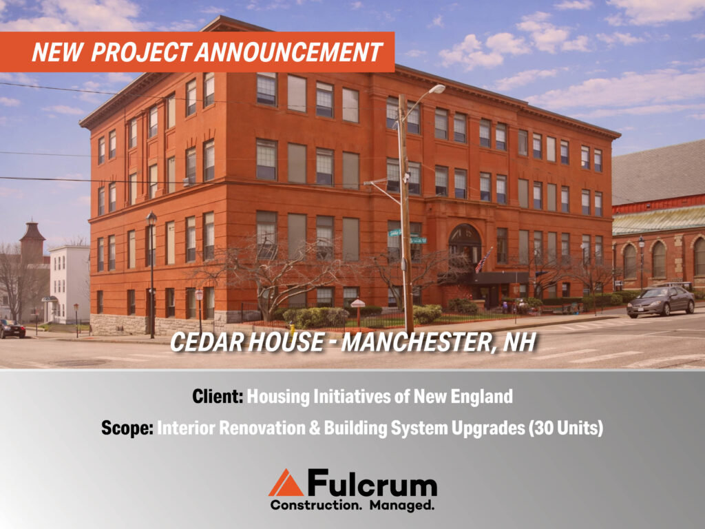 Cedar House residential building renovation project in Manchester New Hampshire with upgrades to units and building systems