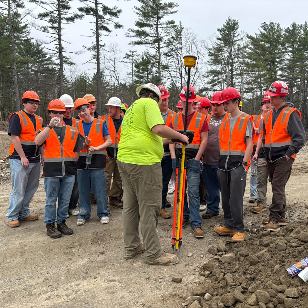 Milford High School students touring Brookline Woods construction site with Fulcrum Associates team