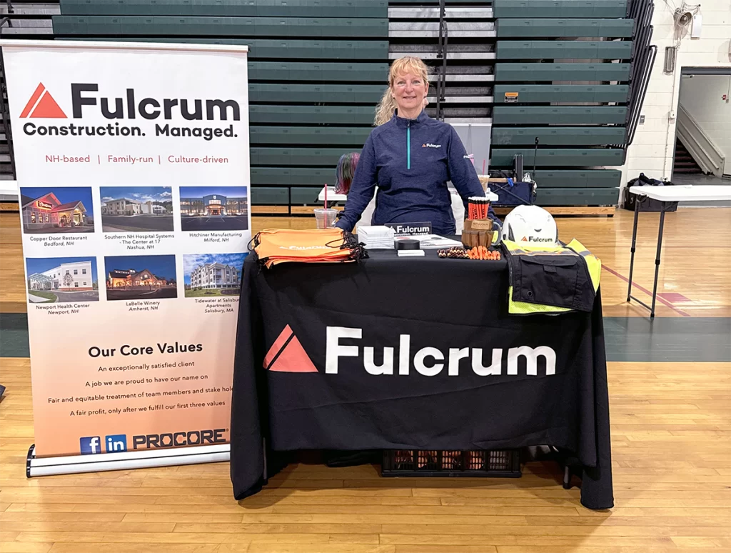 Construction industry career fair at Manchester Central High School featuring Fulcrum Associates