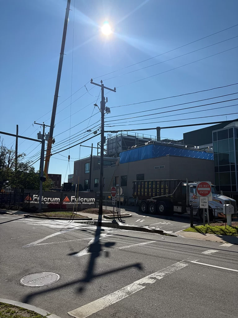 Roof demolition underway at Southern New Hampshire Medical Center North 1 renovation project in Nashua, NH